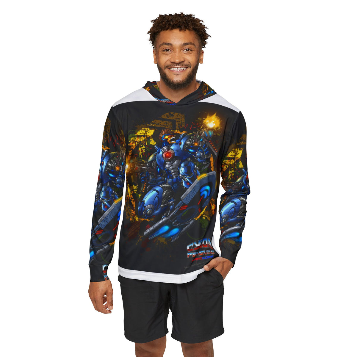 CHINSTRAP All Over Print Mech Hoodie —  Blue Mecha Warmup Pullover