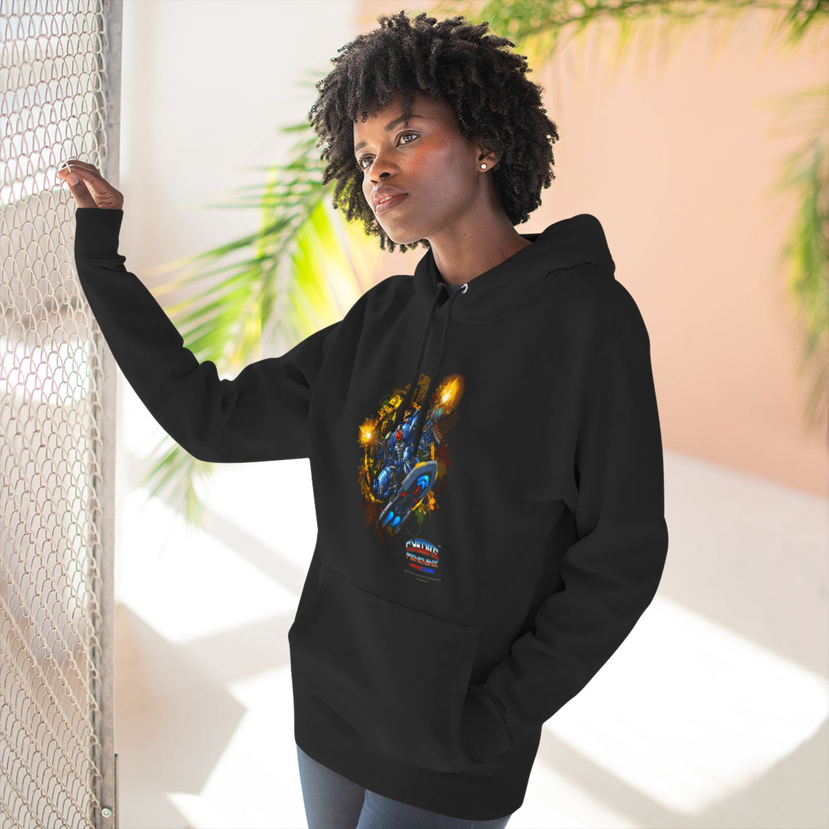 CHINSTRAP Battlefront — Sci‑Fi Mecha Graphic Fleece Pullover
