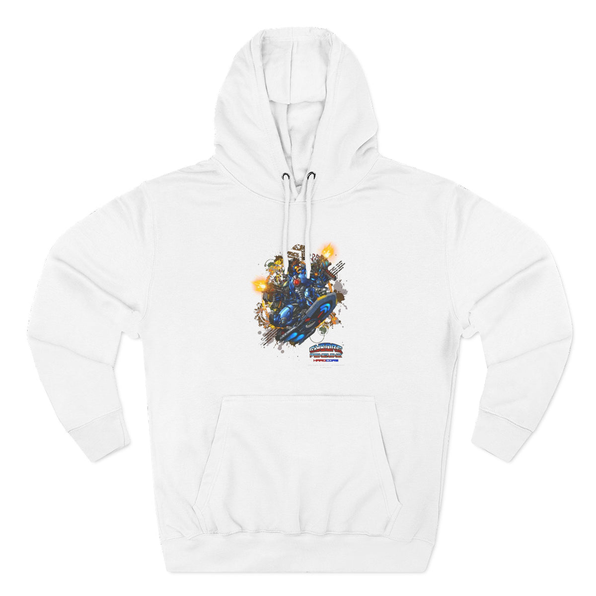 CHINSTRAP Battlefront — Sci‑Fi Mecha Graphic Fleece Pullover