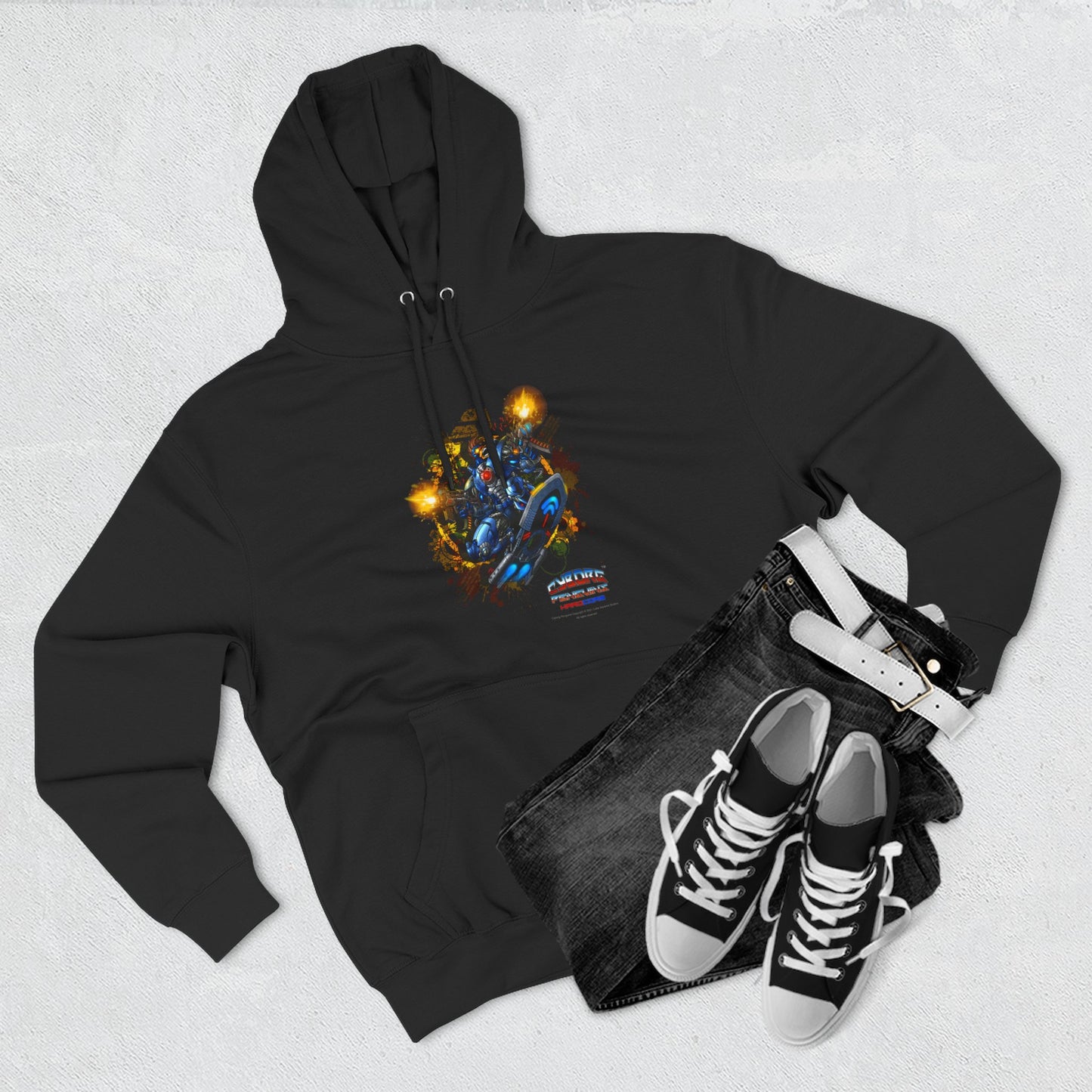 CHINSTRAP Battlefront — Sci‑Fi Mecha Graphic Fleece Pullover