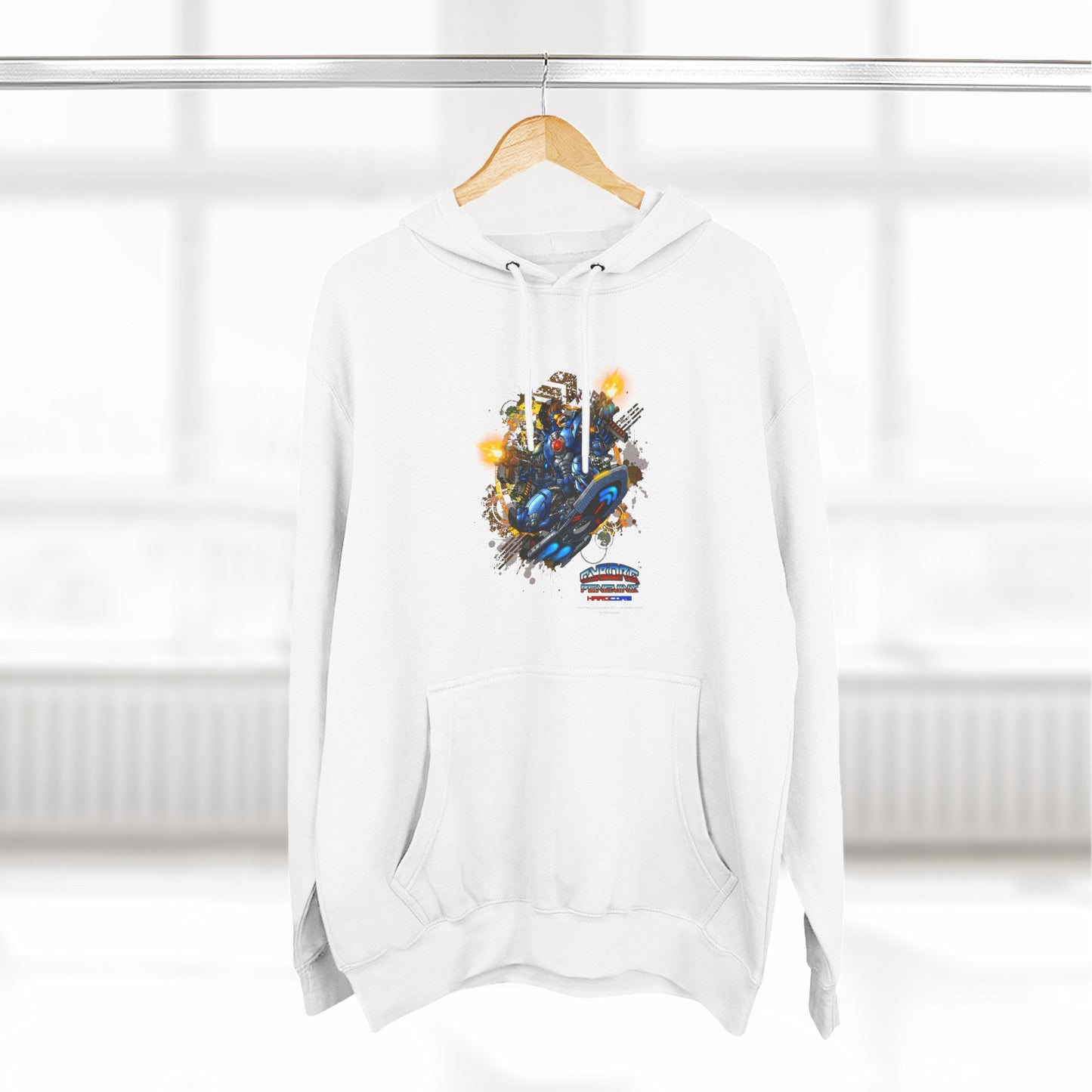 CHINSTRAP Battlefront — Sci‑Fi Mecha Graphic Fleece Pullover