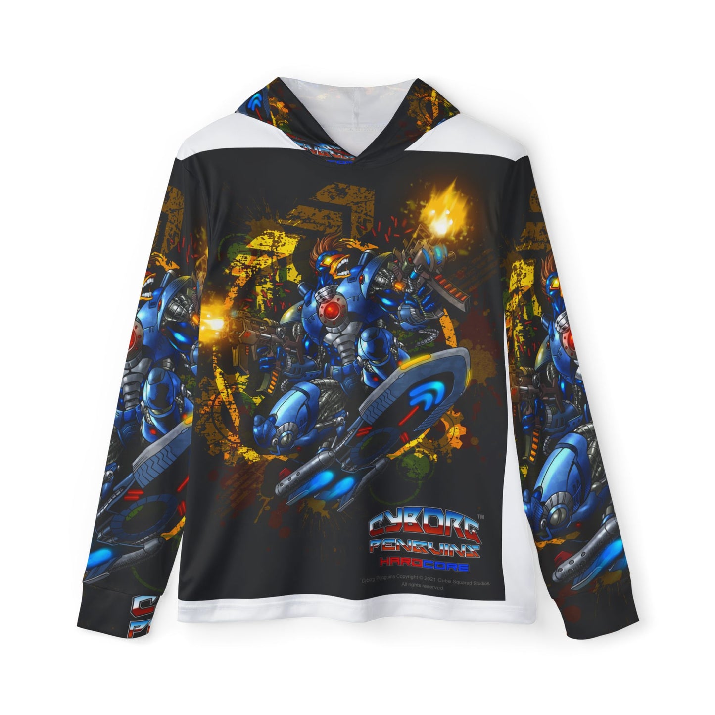 CHINSTRAP All Over Print Mech Hoodie —  Blue Mecha Warmup Pullover
