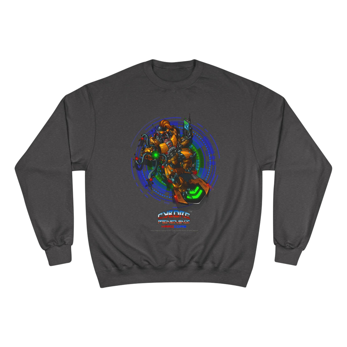 IQ Champion Sweatshirt — Retro Robot Gamer Graphic Crewneck for Sci‑Fi & Gaming Fans