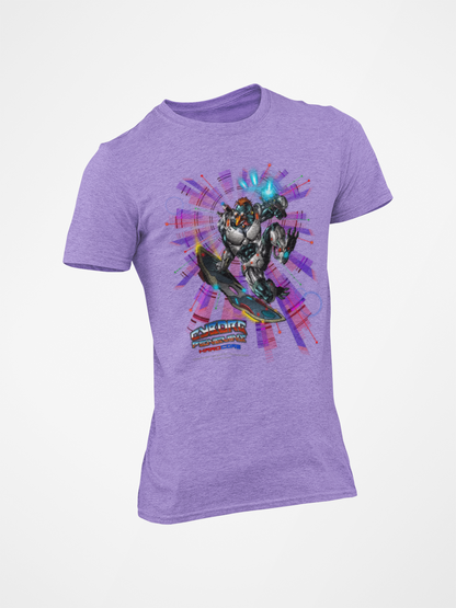 FROSTBYTE Purple haze Graphic T-Shirt — Futuristic Mecha Skateboard Tee