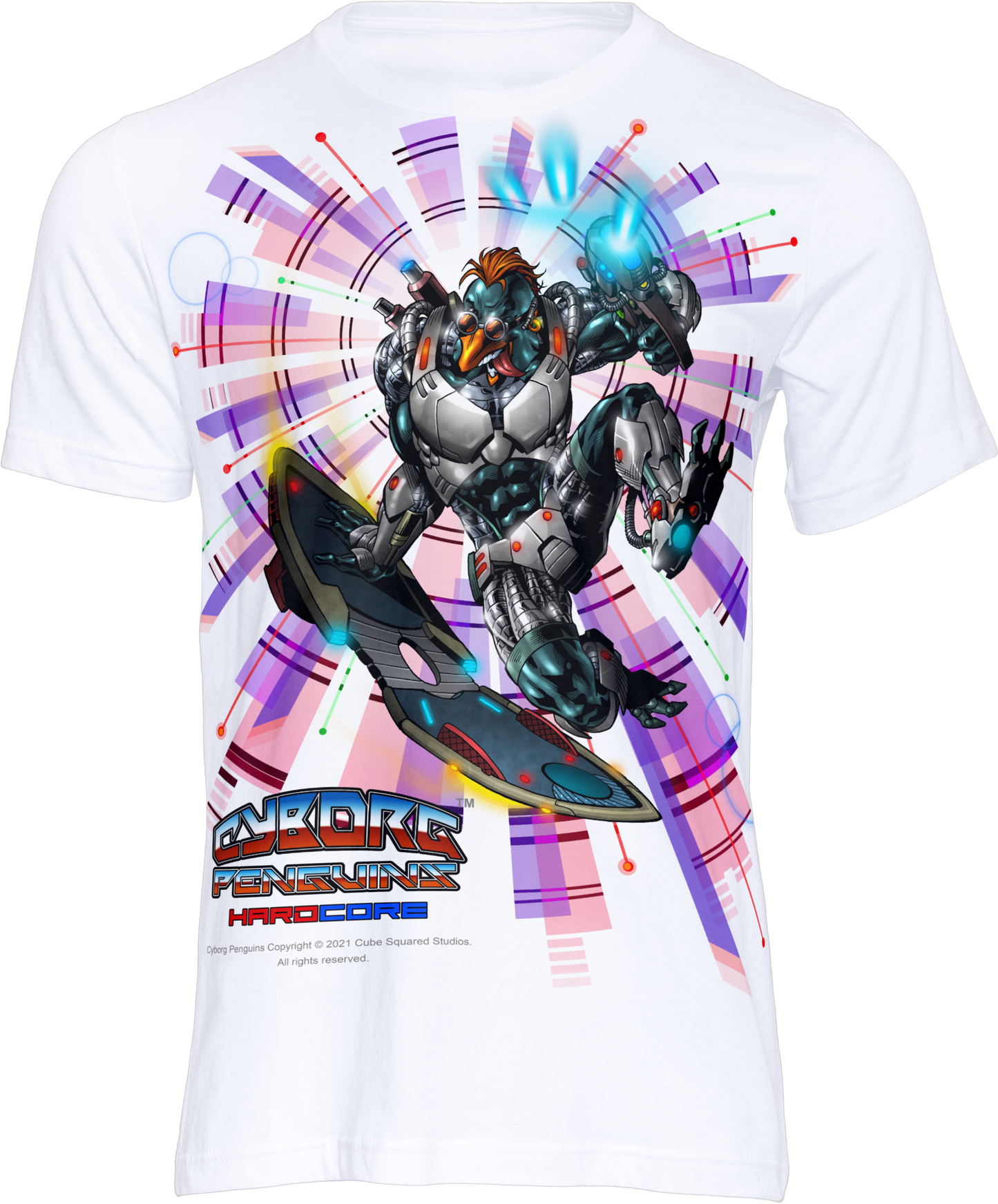 FROSTBYTE Purple haze Graphic T-Shirt — Futuristic Mecha Skateboard Tee
