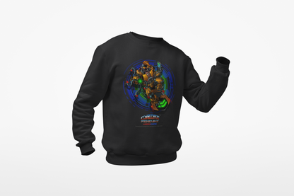 IQ Champion Sweatshirt — Retro Robot Gamer Graphic Crewneck for Sci‑Fi & Gaming Fans