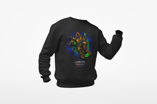 IQ Champion Sweatshirt — Retro Robot Gamer Graphic Crewneck for Sci‑Fi & Gaming Fans