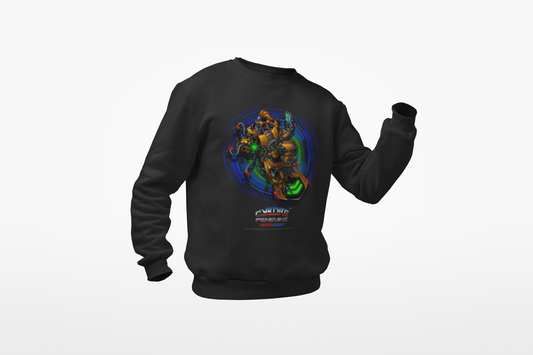 IQ Champion Sweatshirt — Retro Robot Gamer Graphic Crewneck for Sci‑Fi & Gaming Fans