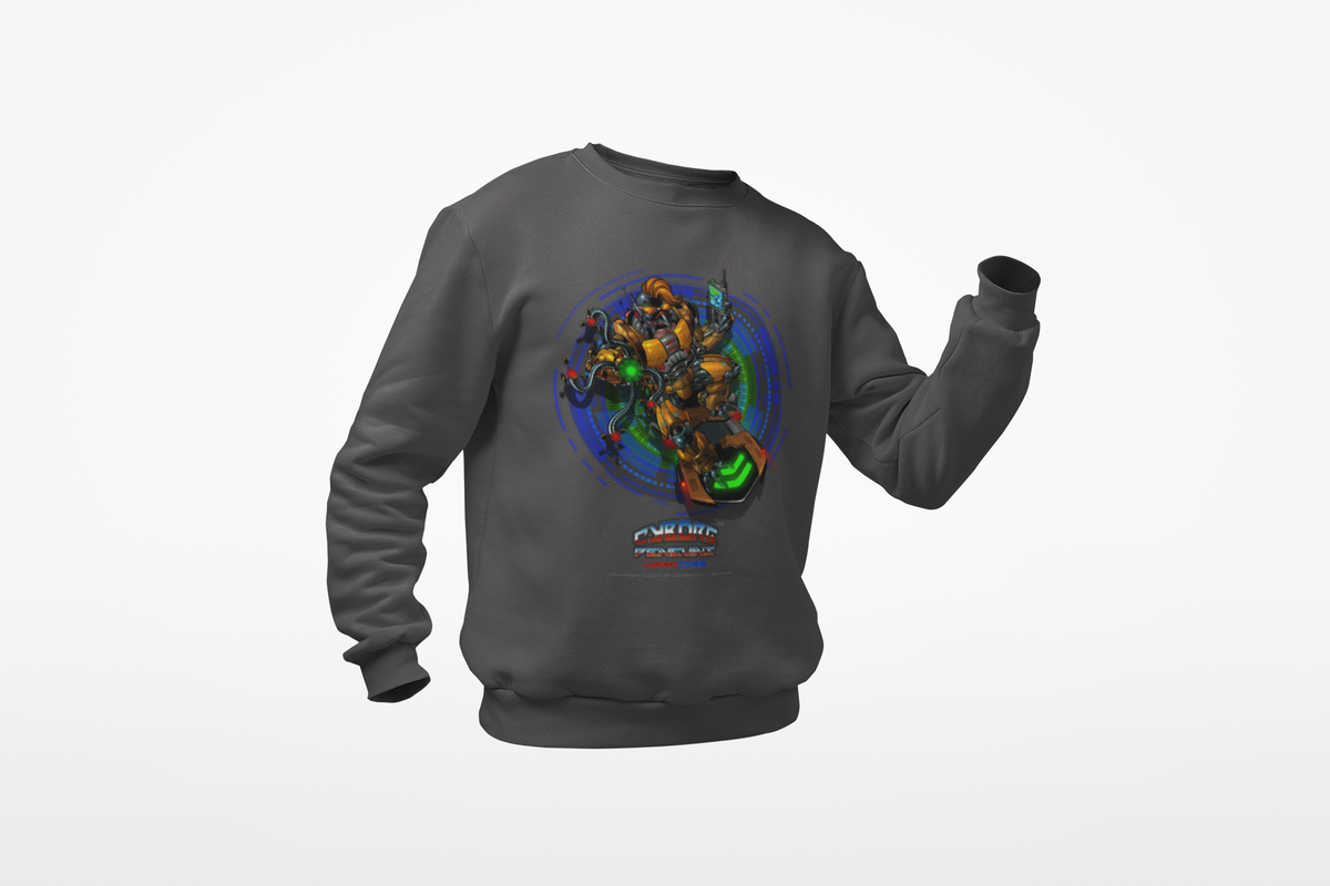 IQ Champion Sweatshirt — Retro Robot Gamer Graphic Crewneck for Sci‑Fi & Gaming Fans