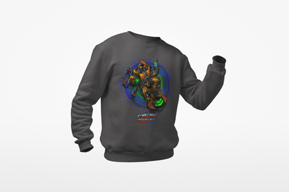 IQ Champion Sweatshirt — Retro Robot Gamer Graphic Crewneck for Sci‑Fi & Gaming Fans