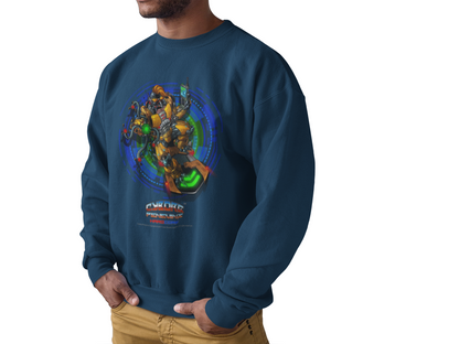 IQ Champion Sweatshirt — Retro Robot Gamer Graphic Crewneck for Sci‑Fi & Gaming Fans