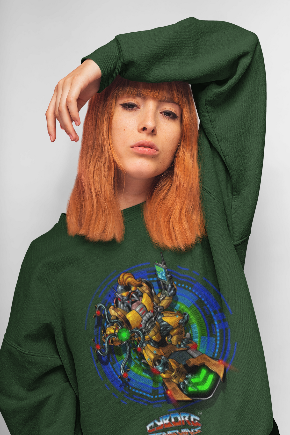 IQ Champion Sweatshirt — Retro Robot Gamer Graphic Crewneck for Sci‑Fi & Gaming Fans