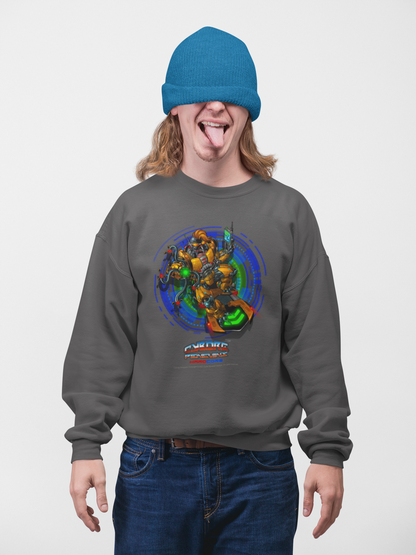 IQ Champion Sweatshirt — Retro Robot Gamer Graphic Crewneck for Sci‑Fi & Gaming Fans
