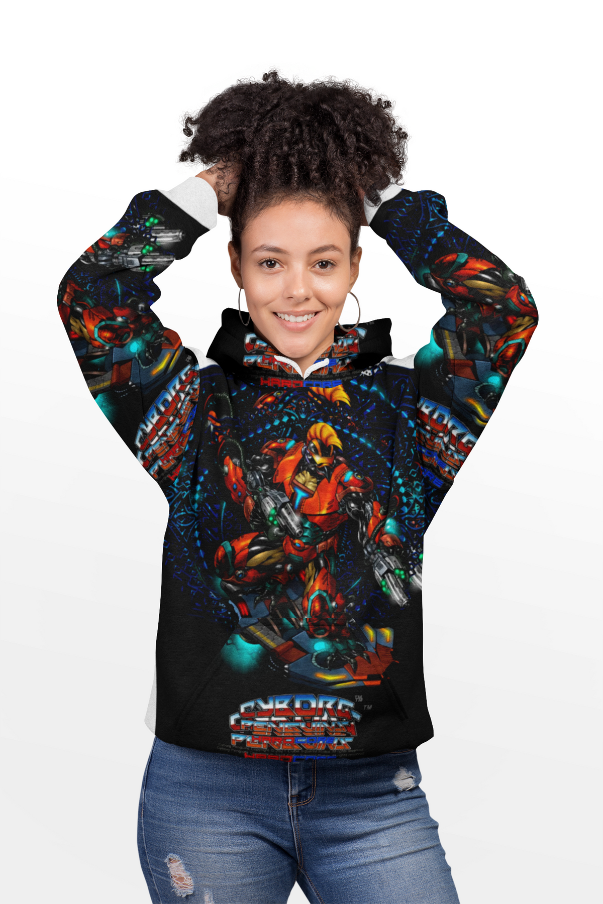 TIDALWAVE All Over Print Mech Hoodie — Cyber Warrior Graphic Warmup Hoodie