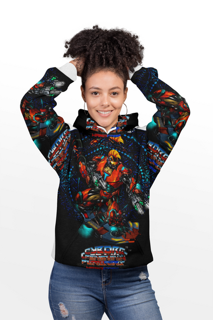 TIDALWAVE All Over Print Mech Hoodie — Cyber Warrior Graphic Warmup Hoodie