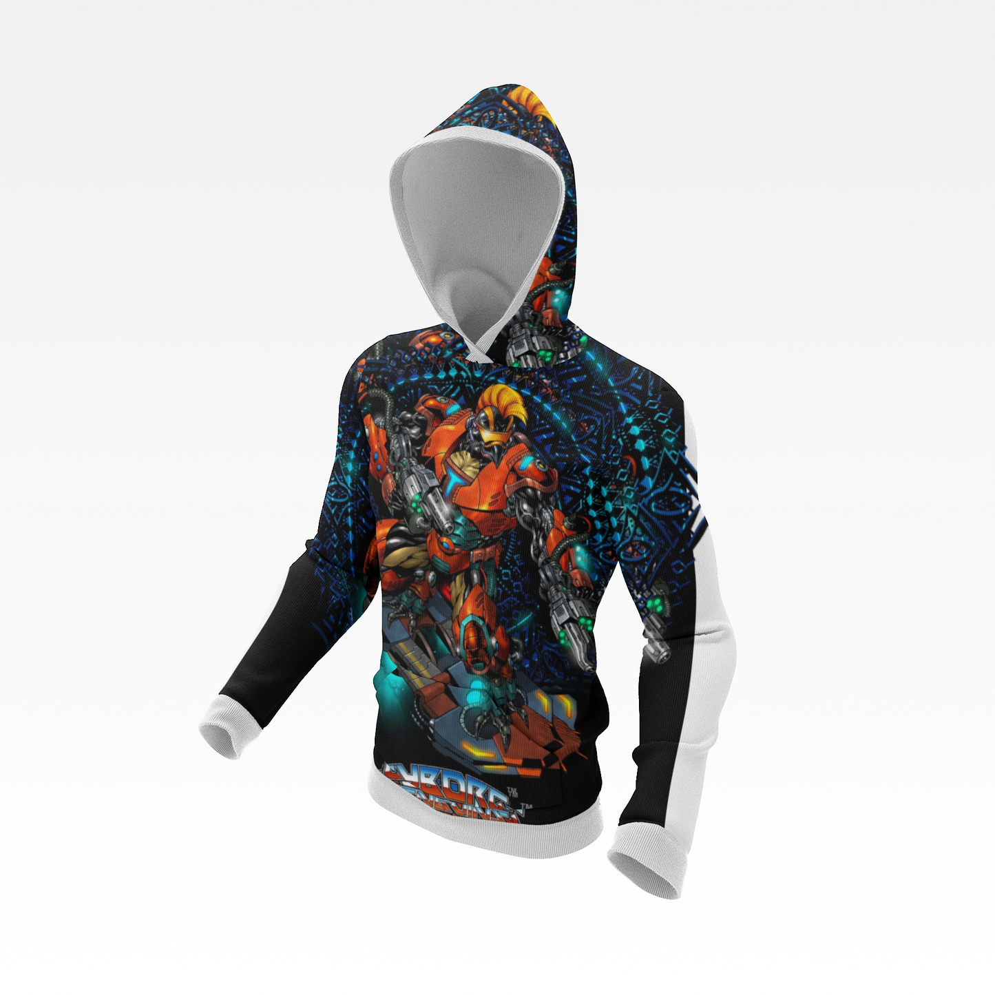 TIDALWAVE All Over Print Mech Hoodie — Cyber Warrior Graphic Warmup Hoodie