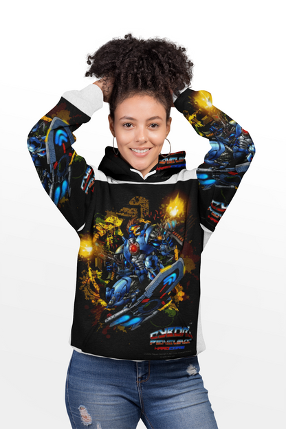 CHINSTRAP All Over Print Mech Hoodie —  Blue Mecha Warmup Pullover