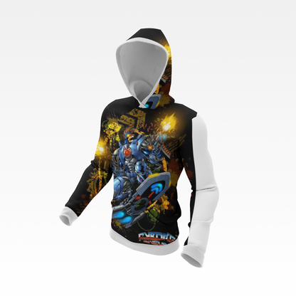 CHINSTRAP All Over Print Mech Hoodie —  Blue Mecha Warmup Pullover