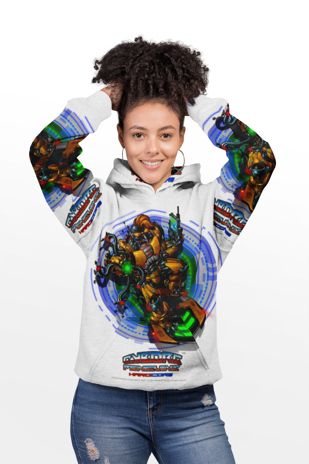IQ All Over Print Mech Warrior Graphic Hoodie