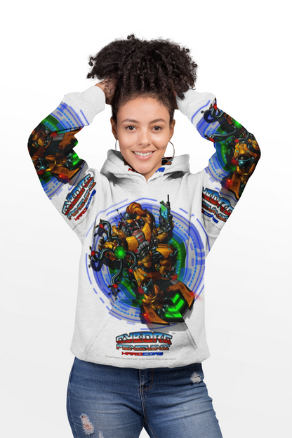 IQ All Over Print Mech Warrior Graphic Hoodie