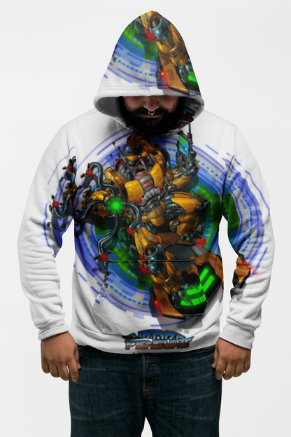 IQ All Over Print Mech Warrior Graphic Hoodie