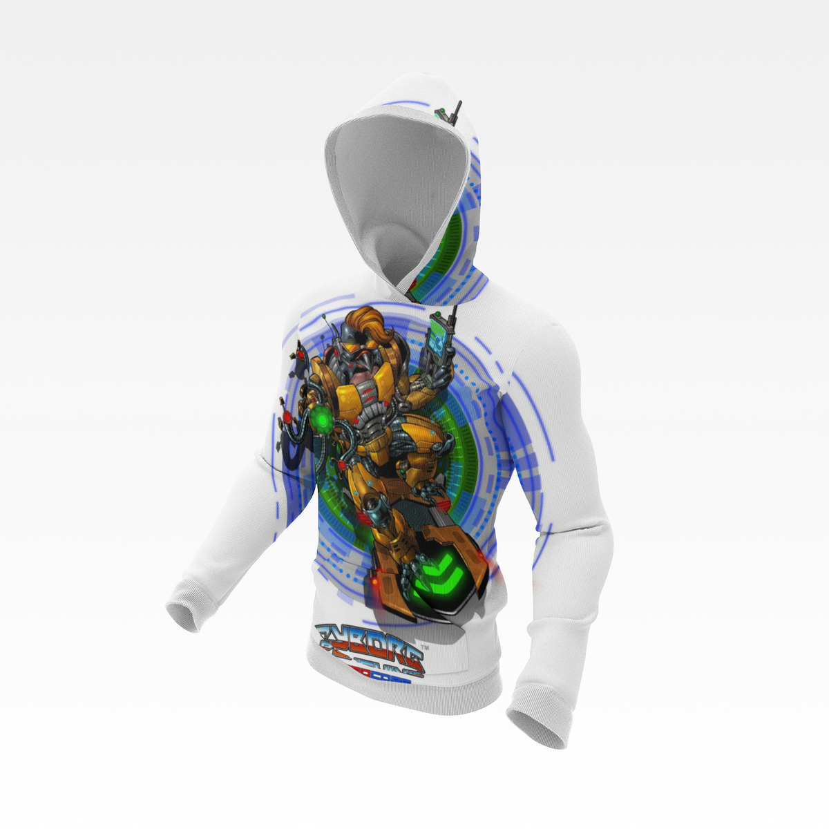IQ All Over Print Mech Warrior Graphic Hoodie