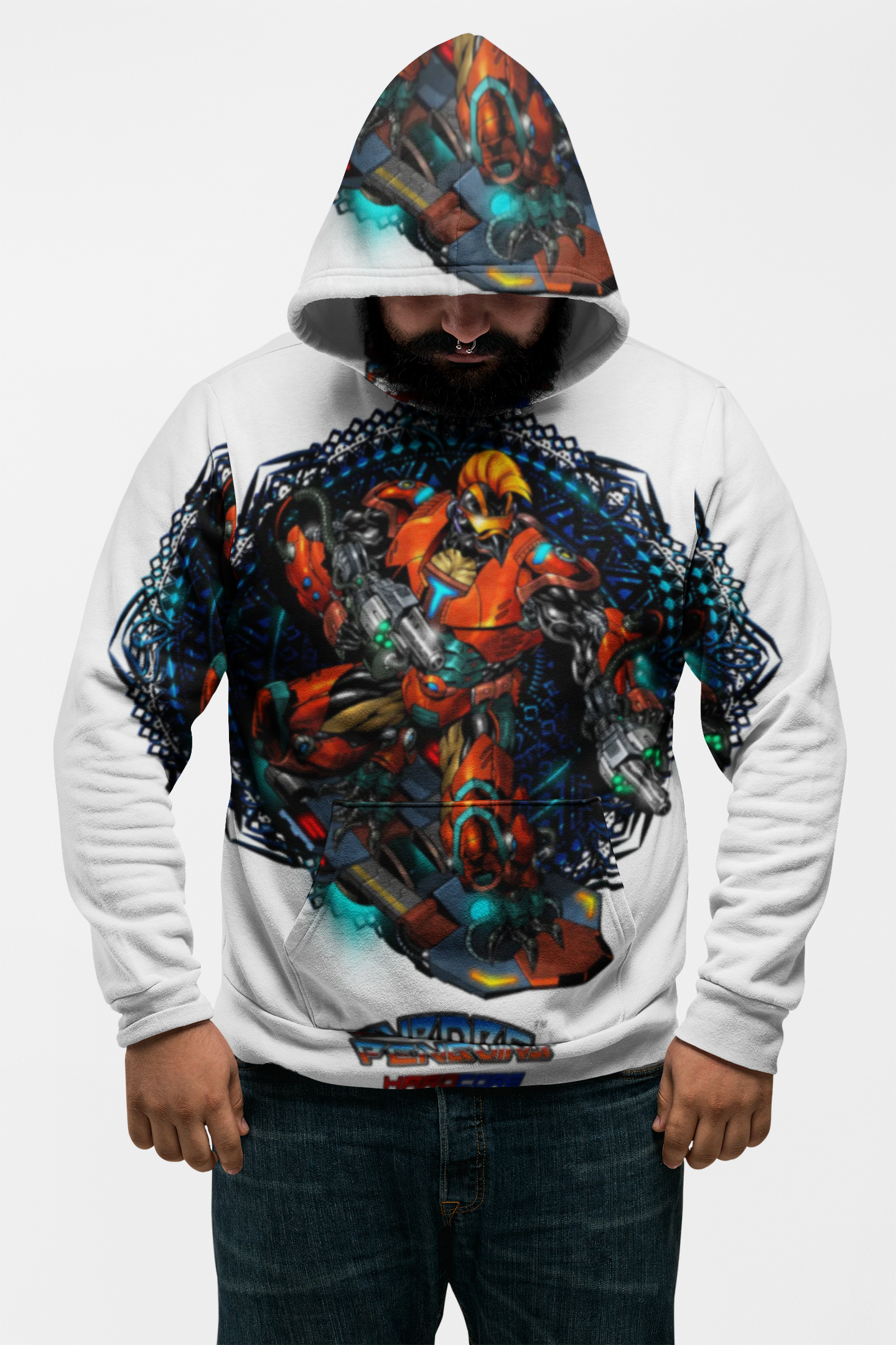 TIDALWAVE Athletic Hoodie — Abstract Red & Teal Graphic Warmup Pullover