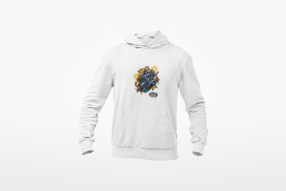 CHINSTRAP Battlefront — Sci‑Fi Mecha Graphic Fleece Pullover