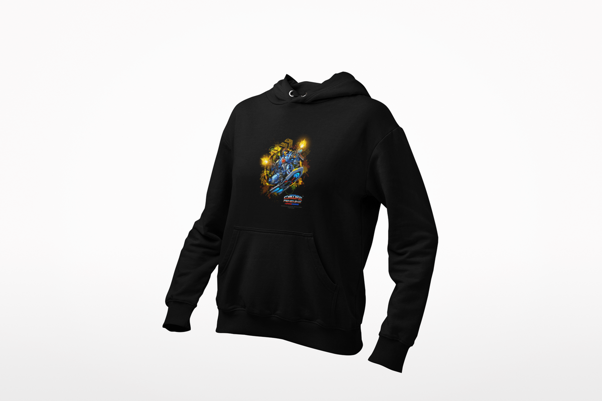 CHINSTRAP Battlefront — Sci‑Fi Mecha Graphic Fleece Pullover