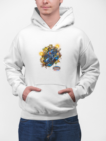 CHINSTRAP Battlefront — Sci‑Fi Mecha Graphic Fleece Pullover