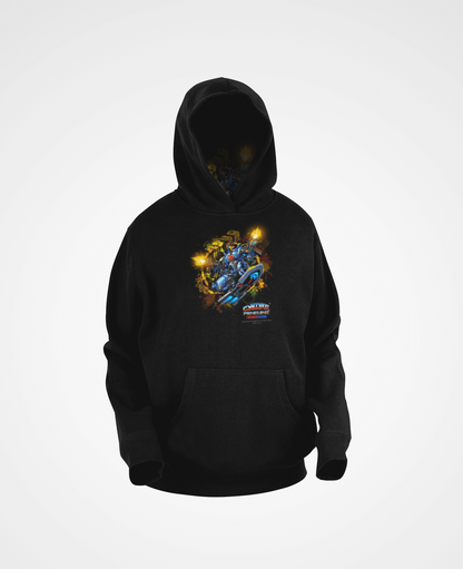 CHINSTRAP Battlefront — Sci‑Fi Mecha Graphic Fleece Pullover