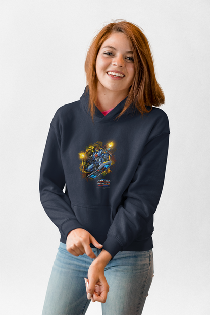 CHINSTRAP Battlefront — Sci‑Fi Mecha Graphic Fleece Pullover