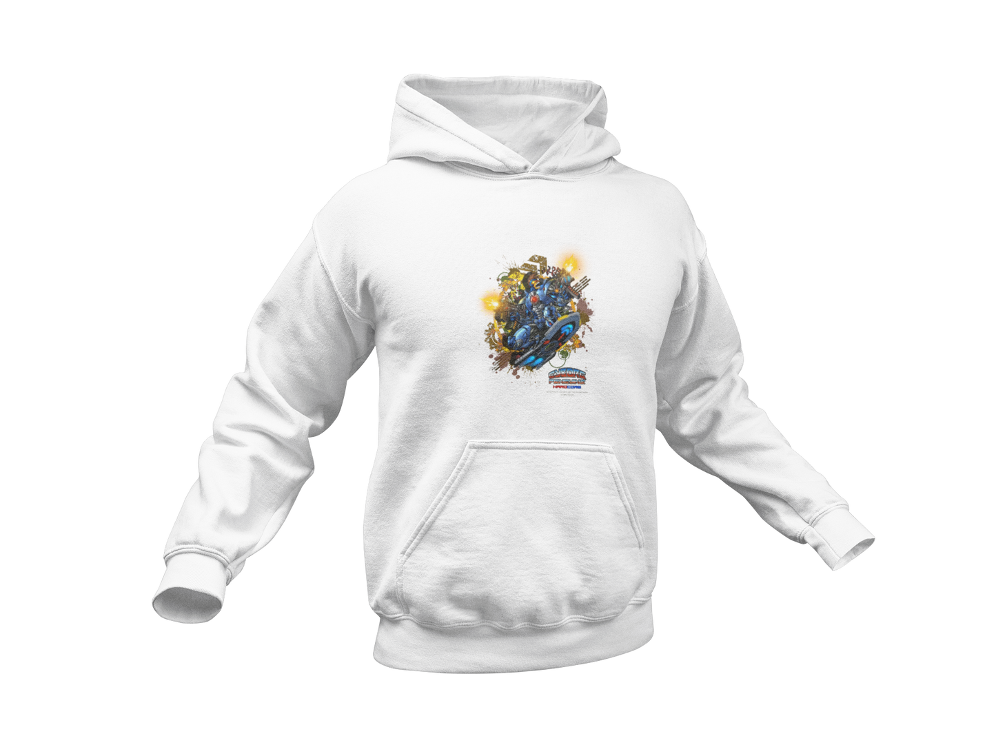 CHINSTRAP Battlefront — Sci‑Fi Mecha Graphic Fleece Pullover