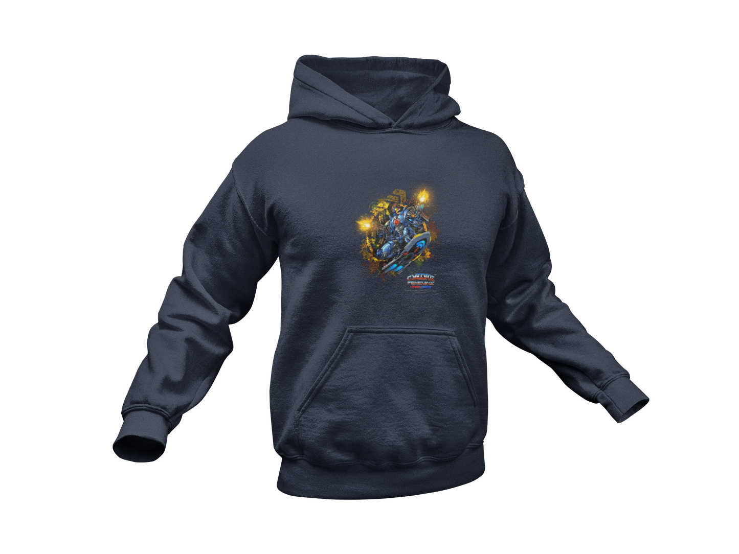 CHINSTRAP Battlefront — Sci‑Fi Mecha Graphic Fleece Pullover
