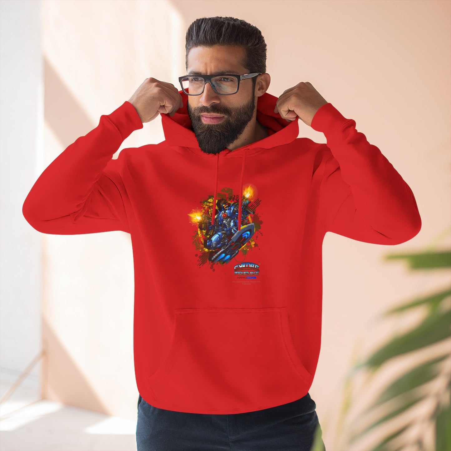 CHINSTRAP Battlefront — Sci‑Fi Mecha Graphic Fleece Pullover