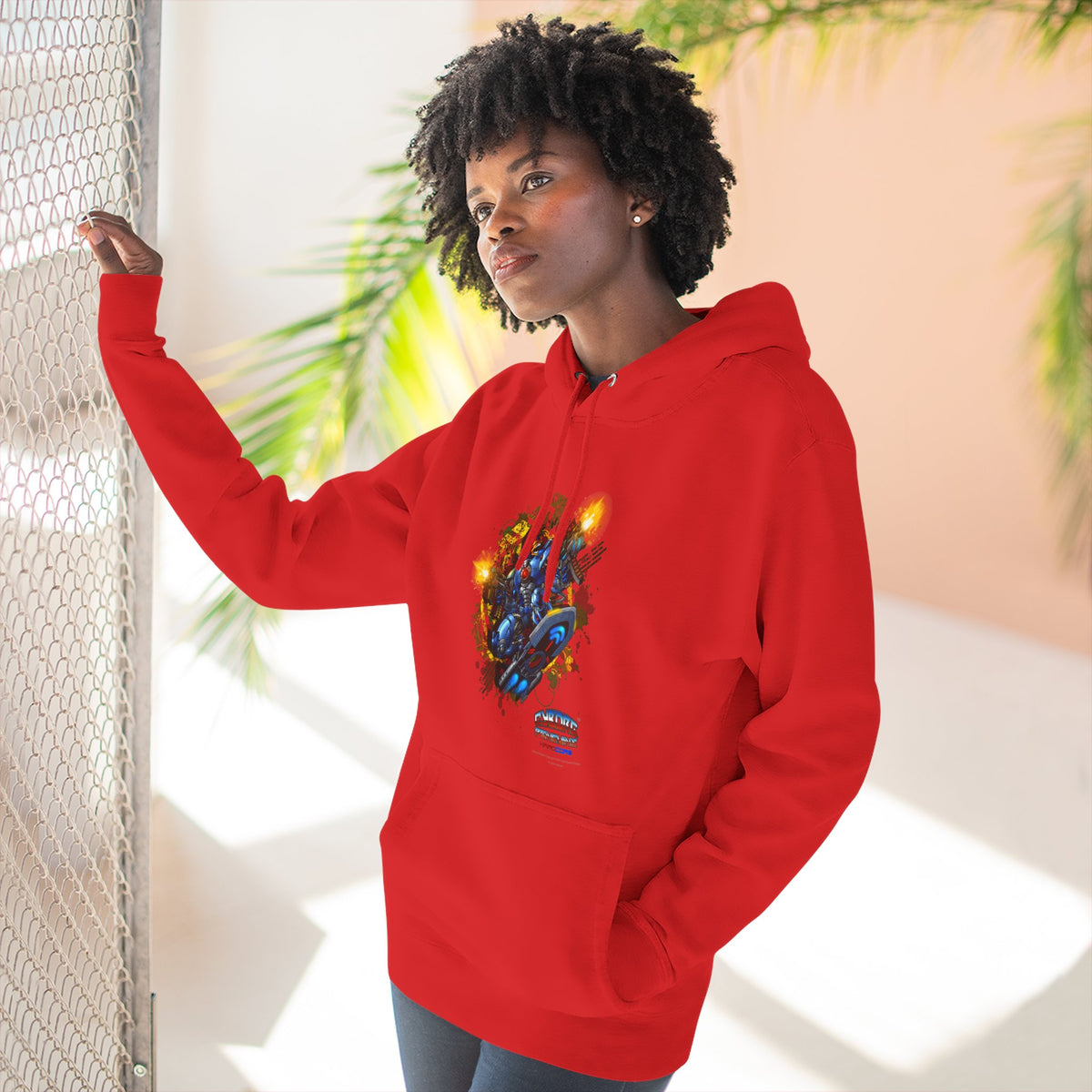 CHINSTRAP Battlefront — Sci‑Fi Mecha Graphic Fleece Pullover