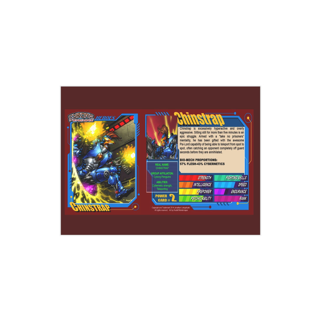 Retro Robot Card Art Print — "Chinstrap" Trading Card Style Unframed Print