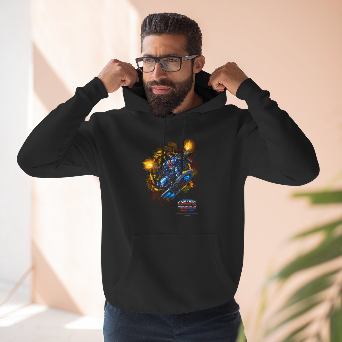 CHINSTRAP Battlefront — Sci‑Fi Mecha Graphic Fleece Pullover